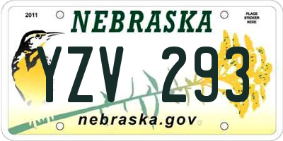 NE license plate YZV293