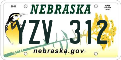 NE license plate YZV312