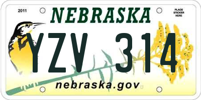NE license plate YZV314