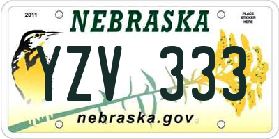 NE license plate YZV333