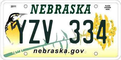 NE license plate YZV334