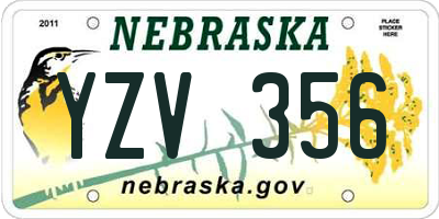 NE license plate YZV356
