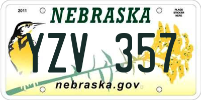 NE license plate YZV357
