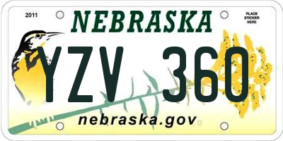 NE license plate YZV360