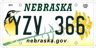 NE license plate YZV366