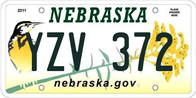 NE license plate YZV372