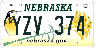 NE license plate YZV374