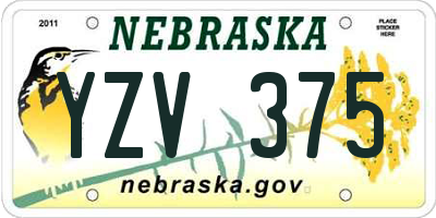 NE license plate YZV375