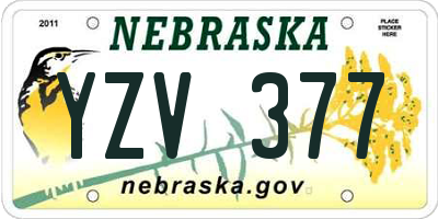 NE license plate YZV377