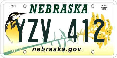 NE license plate YZV412
