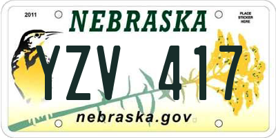 NE license plate YZV417