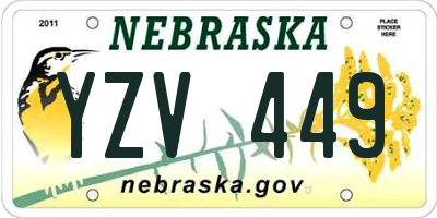 NE license plate YZV449