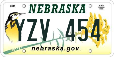 NE license plate YZV454