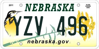 NE license plate YZV496