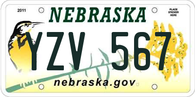 NE license plate YZV567