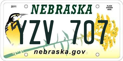 NE license plate YZV707