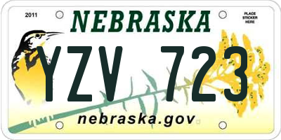 NE license plate YZV723