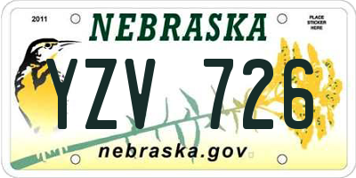 NE license plate YZV726