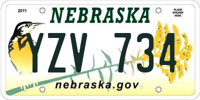 NE license plate YZV734