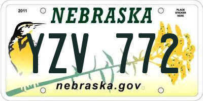 NE license plate YZV772