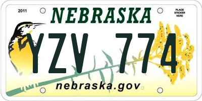 NE license plate YZV774