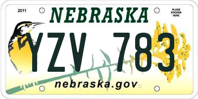 NE license plate YZV783