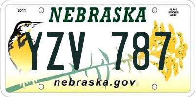 NE license plate YZV787