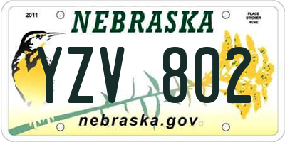 NE license plate YZV802
