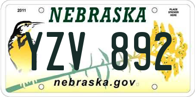 NE license plate YZV892