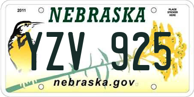 NE license plate YZV925