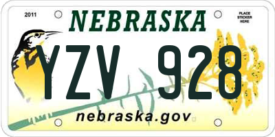 NE license plate YZV928