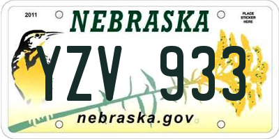 NE license plate YZV933