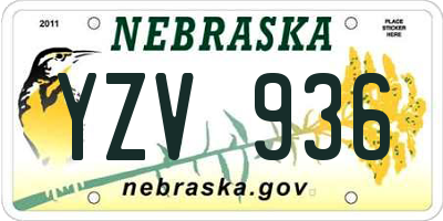 NE license plate YZV936