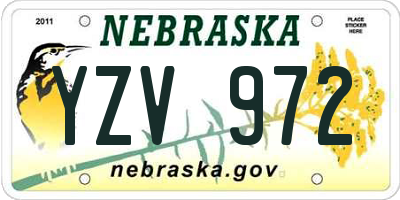 NE license plate YZV972