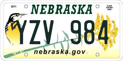 NE license plate YZV984