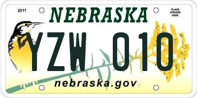 NE license plate YZW010