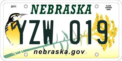 NE license plate YZW019