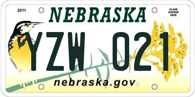 NE license plate YZW021