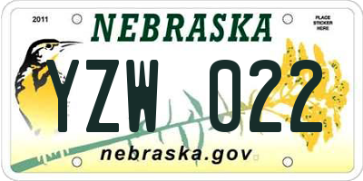 NE license plate YZW022