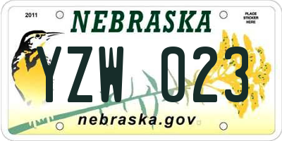 NE license plate YZW023