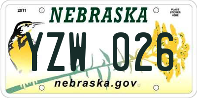 NE license plate YZW026