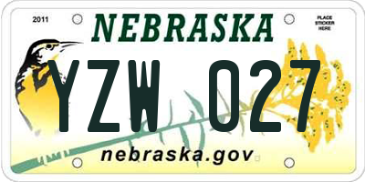 NE license plate YZW027