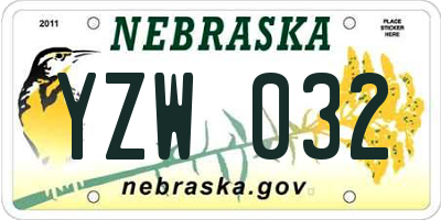 NE license plate YZW032