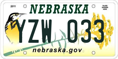 NE license plate YZW033