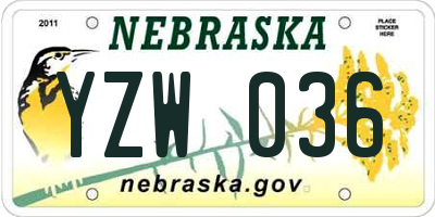 NE license plate YZW036