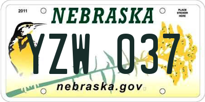 NE license plate YZW037