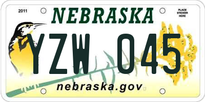 NE license plate YZW045