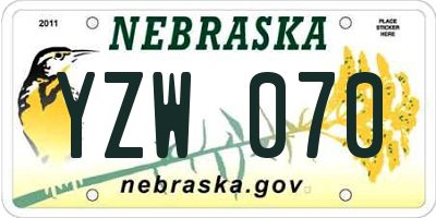 NE license plate YZW070