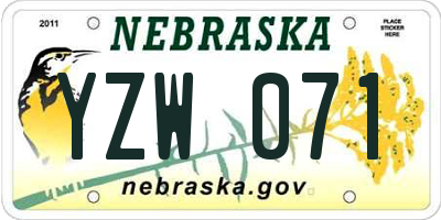 NE license plate YZW071