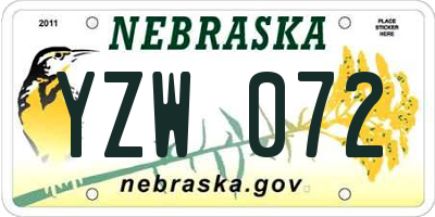 NE license plate YZW072